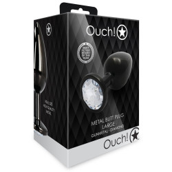 Ouch! Bijou anal Round Gem L 8 x 4cm Noir-Transparent